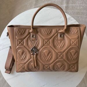 Valentino Tan Tote with Embossed Design